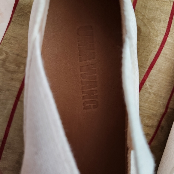 Uma Wang NWT Pointed Ballet Flats Off White Calf Leather Crisscross Pointed Toe - Picture 6 of 11